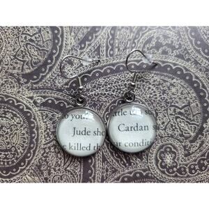 Cardan and Jude pendant earrings made with The Cruel Prince book pages